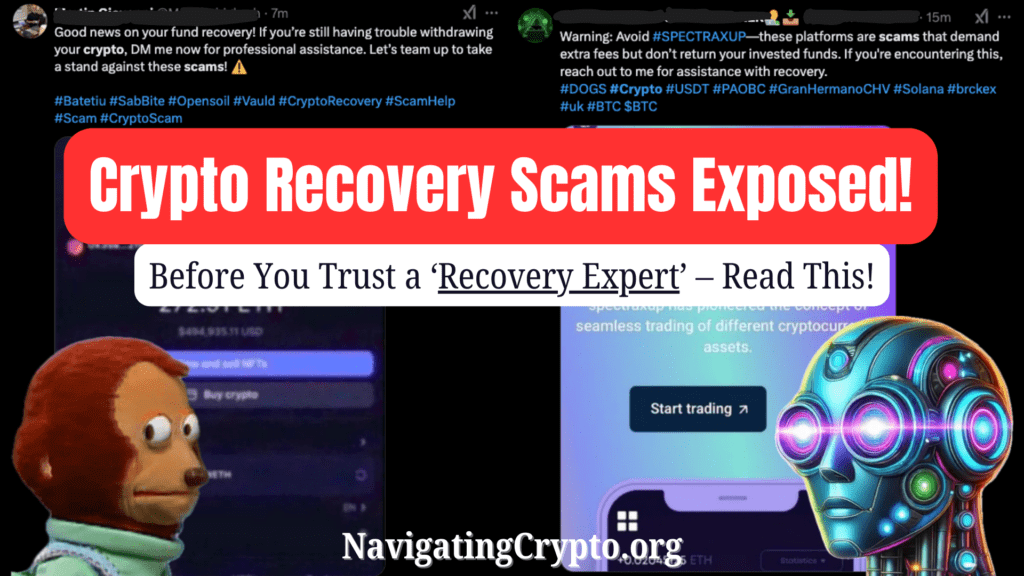 real-life crypto recovery scam posts, exposing fraudulent schemes targeting crypto users. Learn how to spot scams and protect your funds.