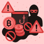 Cartoon-style illustration of a red and black hydra with crypto coins, symbolizing crypto scams and online fraud crackdowns
